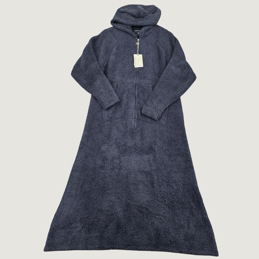 Barefoot Dreams CozyChic Adult Hooded Robe Carbon Gray Half Zip 589 Size 2 NWT - Picture 5 of 7
